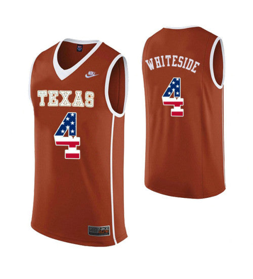 Texas Longhorns 4 Drayton Whiteside Usa Flag College Basketball Jersey Orange | Stitched Jersey RTJS 6838