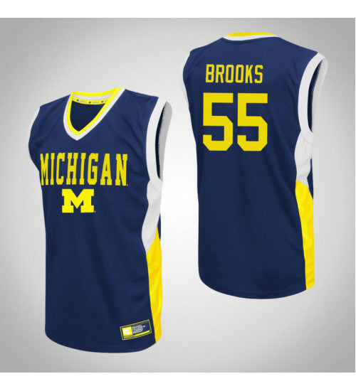 Michigan Wolverines #55 Eli Brooks Fadeaway College Basketball Jersey Blue stitched college jersey
