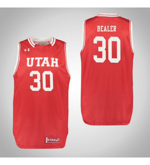 Gabe Bealer Utah Utes #30 Red stitched throwback college basketball jersey