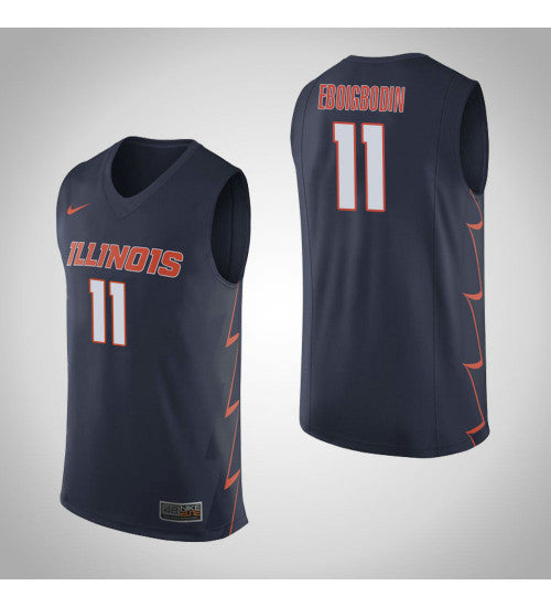 Illinois Fighting Illini 11 Greg Eboigbodin College Basketball Jersey Navy | Stitched Jersey RTJS 4240