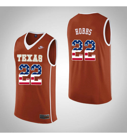 Texas Longhorns 22 Isaiah Hobbs Usa Flag College Basketball Jersey Orange | Stitched Jersey RTJS 6864