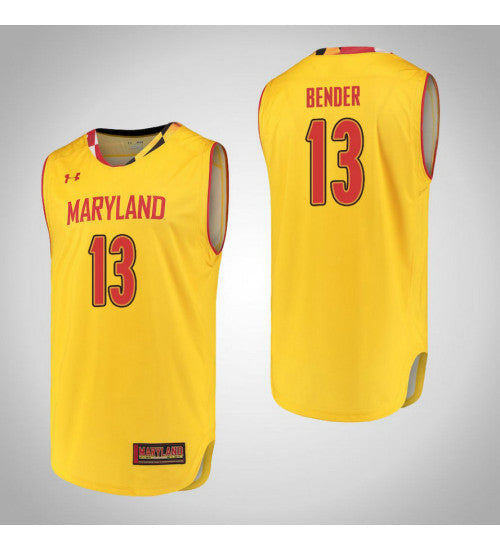 Maryland Terrapins 13 Ivan Bender College Basketball Jersey Yellow | Stitched Jersey RTJS 9076