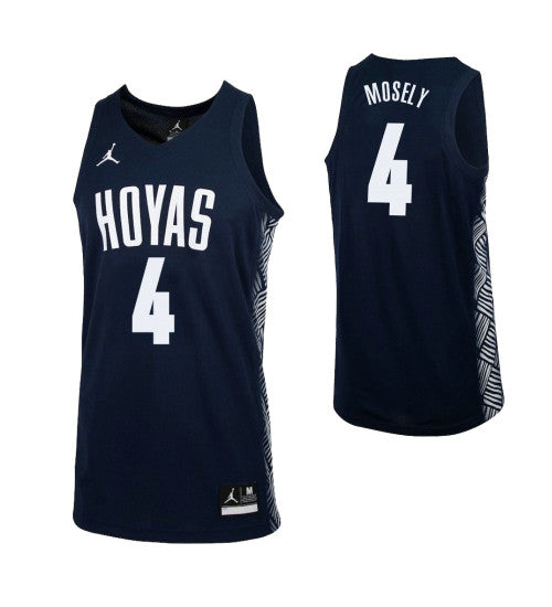 Georgetown Hoyas 4 Jagan Mosely College Basketball Jersey Navy stitched retro jersey