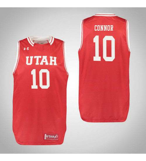 Utah Utes 10 Jake Connor College Basketball Jersey Red | Stitched Jersey RTJS 6461