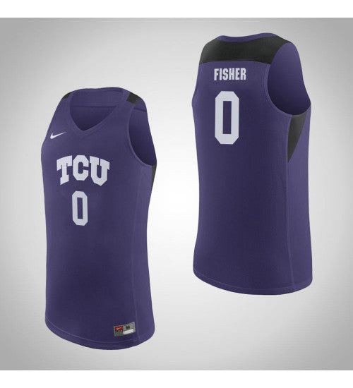 Jaylen Fisher TCU Horned Frogs #0 Purple stitched throwback college basketball jersey