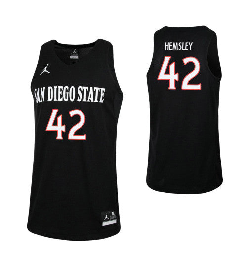 San Diego State Aztecs 42 Jeremy Hemsley College Basketball Jersey Black | Stitched Jersey RTJS 7275