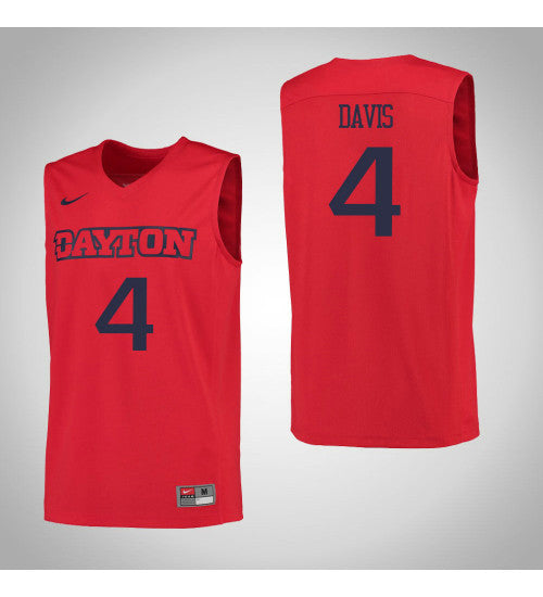 Dayton Flyers 4 Jordan Davis College Basketball Jersey Red 953 stitched basketball jersey for game day fanwear