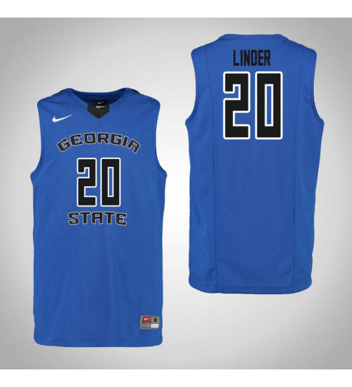 Georgia State Panthers 20 Josh Linder College Basketball Jersey Blue stitched retro jersey