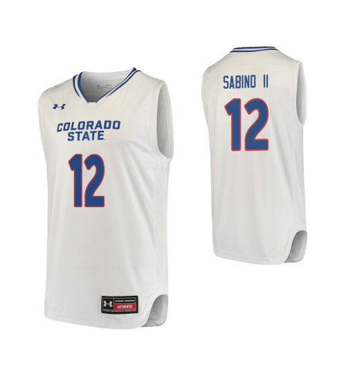 Colorado State Rams 12 Juan Sabino Ii College Basketball Jersey White | Stitched Jersey RTJS 5019