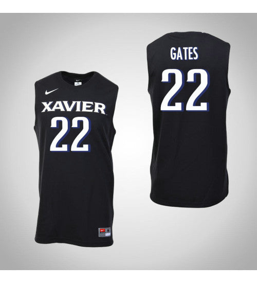 Xavier Musketeers 22 Kaiser Gates College Basketball Jersey Black | Stitched Jersey RTJS 5865