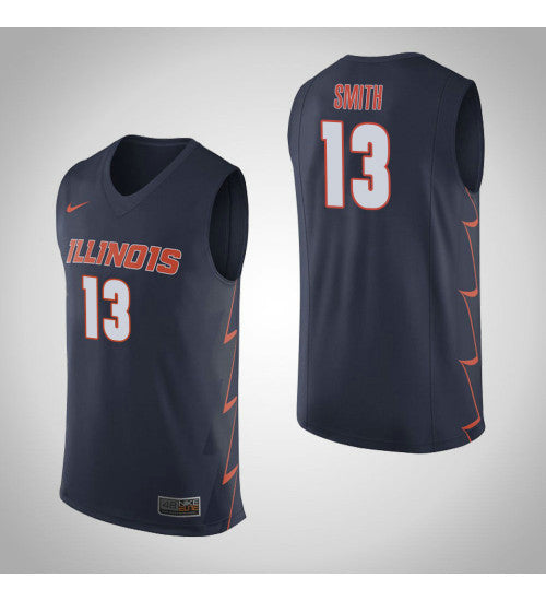 Illinois Fighting Illini 13 Mark Smith College Basketball Jersey Navy | Stitched Jersey RTJS 4234
