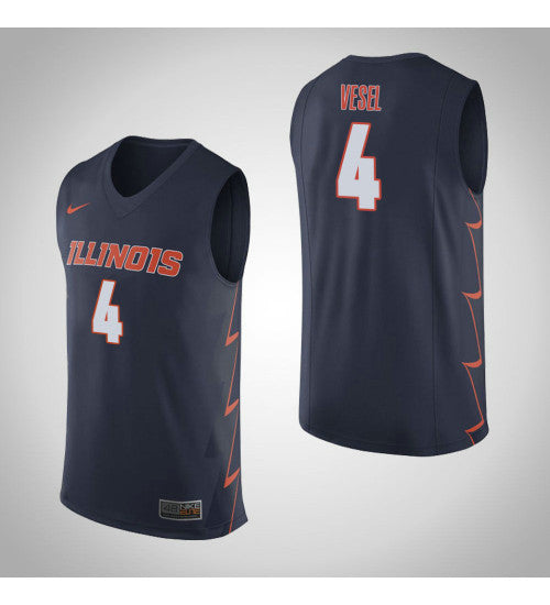 Illinois Fighting Illini 4 Matic Vesel College Basketball Jersey Navy stitched retro jersey
