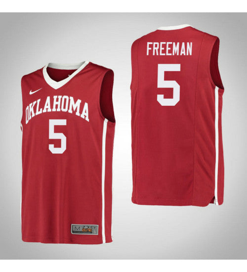 Oklahoma Sooners #5 Matt Freeman College Basketball Jersey Red stitched college jersey