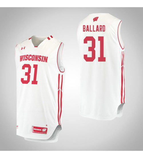 Wisconsin Badgers Michael Ballard #31 White stitched throwback college basketball jersey