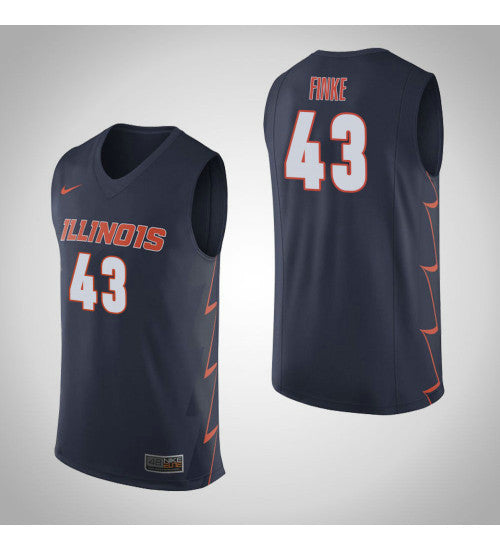Illinois Fighting Illini 43 Michael Finke College Basketball Jersey Navy stitched retro jersey