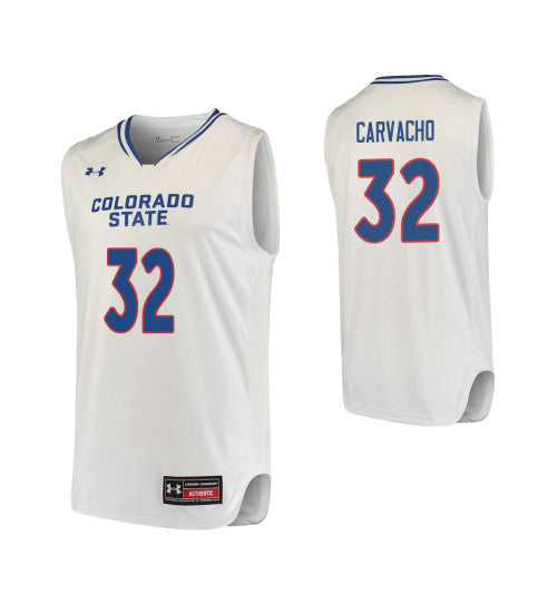 Colorado State Rams 32 Nico Carvacho College Basketball Jersey White | Stitched Jersey RTJS 5010