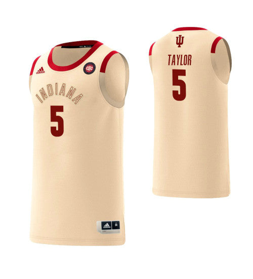 Indiana Hoosiers 5 Quentin Taylor Harlem Renaissance College Basketball Jersey Cream stitched retro jersey
