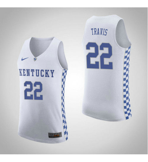 Kentucky Wildcats 22 Reid Travis Road College Basketball Jersey White | Stitched Jersey RTJS 3621
