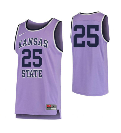 Kansas State Wildcats 25 College Basketball Jersey Purple stitched retro jersey