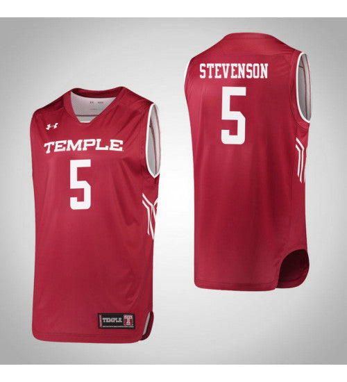 Tajae Stevenson Temple Owls #5 Red stitched throwback college basketball jersey