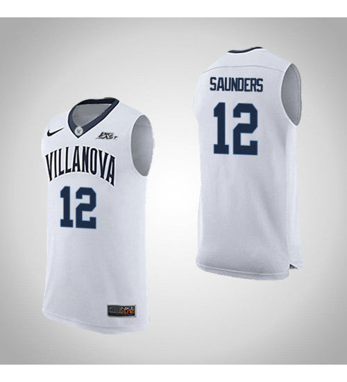 Villanova Wildcats Tim Saunders Road #12 White stitched throwback college basketball jersey
