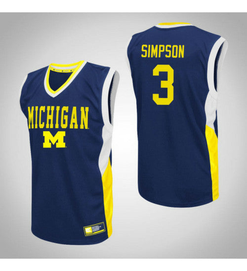 Michigan Wolverines 3 Zavier Simpson Fadeaway College Basketball Jersey Blue | Stitched Jersey RTJS 8523