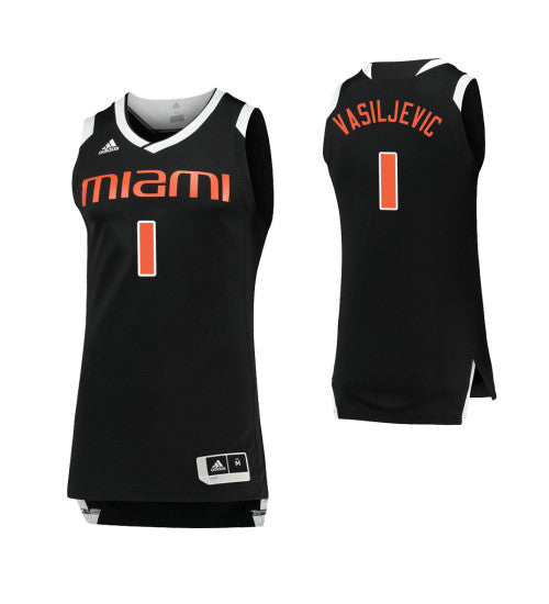 Miami Hurricanes 1 Dejan Vasiljevic Black White College Basketball Jersey | Stitched Jersey RTJS 3161