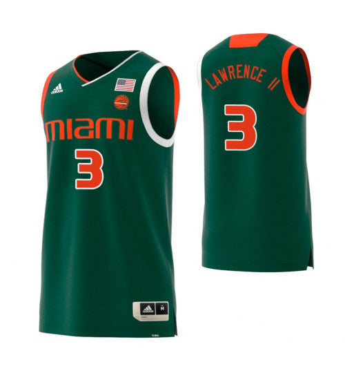 Miami Hurricanes 3 Anthony Lawrence Ii College Basketball Jersey Green | Stitched Jersey RTJS 3113