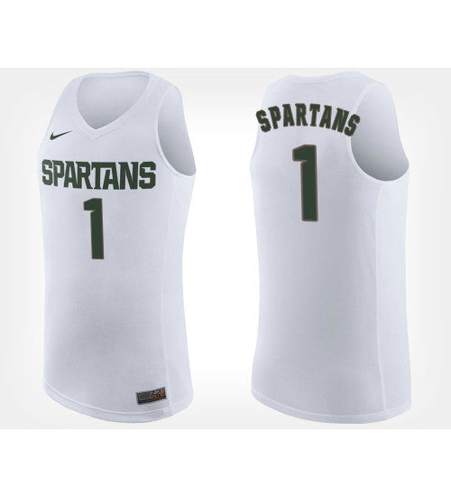 Michigan State Spartans No 1 White Road College Basketball Jersey | Stitched Jersey RTJS 8686
