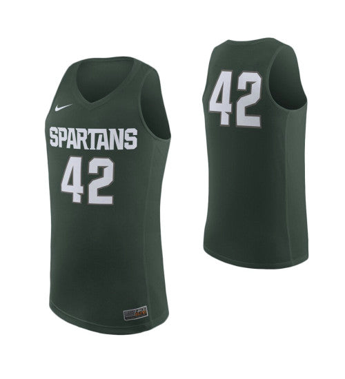 Michigan State Spartans #42 College Basketball Jersey Green stitched college jersey