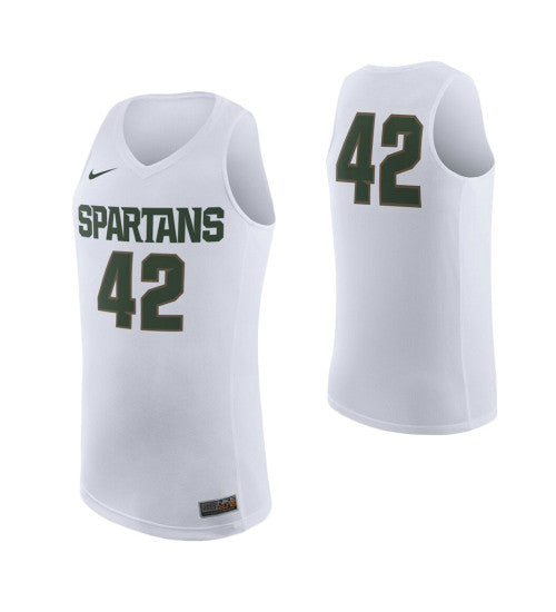 Michigan State Spartans #42 College Basketball Jersey White stitched college jersey