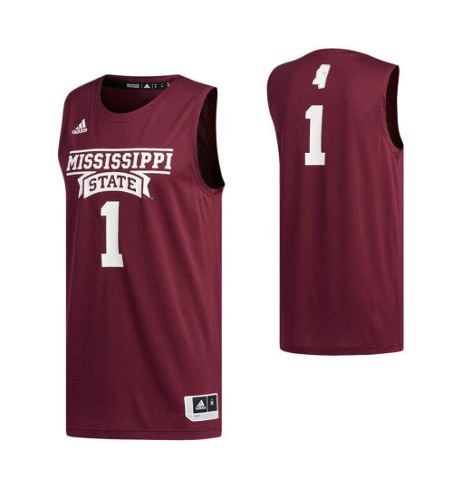 Mississippi State Bulldogs #1 Basketball College Basketball Jersey Maroon stitched college jersey