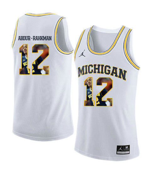 Michigan Wolverines 12 Muhammad Ali Abdur Rahkman College Basketball Jersey White 3117 | Stitched Jersey RTJS 8631