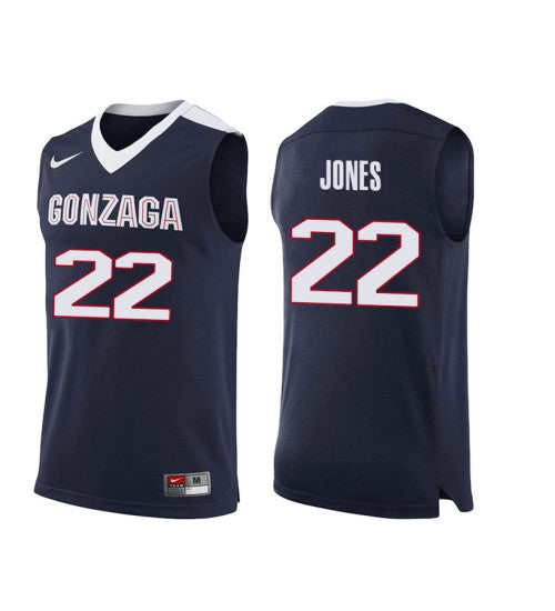 Gonzaga Bulldogs 22 Jeremy Jones College Basketball Jersey Navy stitched retro jersey