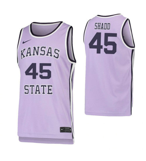Kansas State Wildcats 45 Nigel Shadd Purple College Basketball Jersey 2201 stitched retro jersey