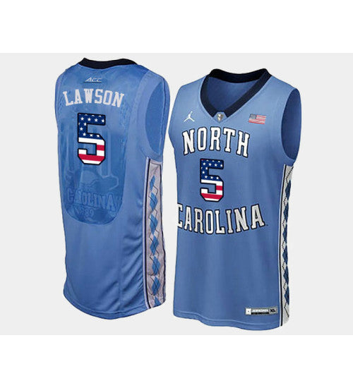 North Carolina Tar Heels 5 Ty Lawson Light Blue Home Usa Flag College Basketball Jersey | Stitched Jersey RTJS 7986