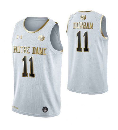 Juwan Durham Notre Dame Fighting Irish White Golden Edition College Basketball Jersey | Stitched Jersey RTJS 3948