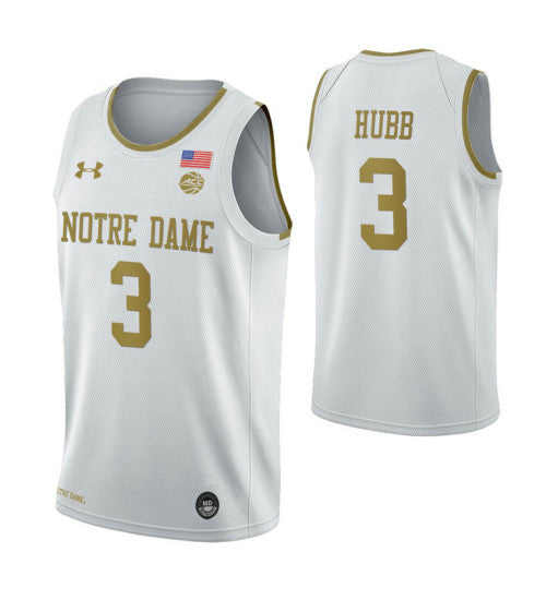 Hubb Notre Dame Fighting Irish Prentiss White stitched throwback college basketball jersey