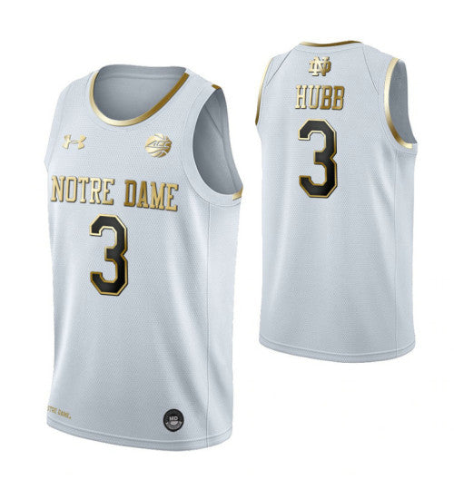 Notre Dame Fighting Irish #3 Prentiss Hubb White College Basketball Jersey stitched college jersey
