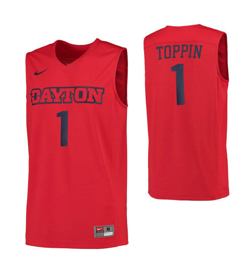 Dayton Flyers 1 Obi Toppin College Basketball Jersey Red stitched basketball jersey for game day fanwear