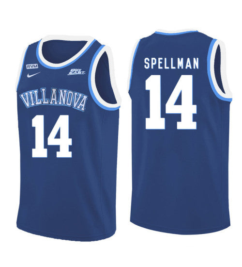 Villanova Wildcats Omari Spellman 11166 #14 Blue stitched throwback college basketball jersey