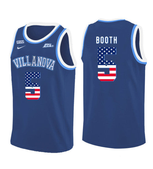 Villanova Wildcats Phil Booth 11237 #5 Blue stitched throwback college basketball jersey