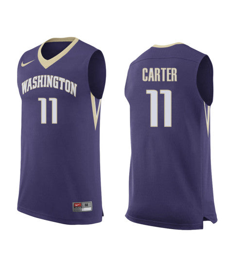 Washington Huskies Nahziah Carter #11 Purple stitched throwback college basketball jersey