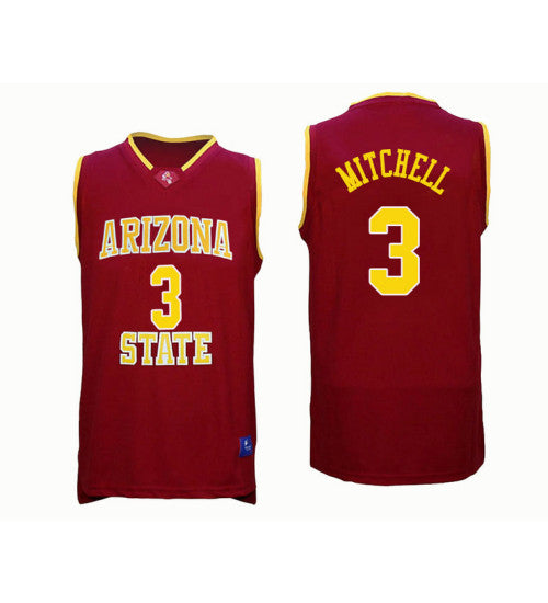 Arizona State Sun Devils 3 Mickey Mitchell College Basketball Jersey Red | Stitched Jersey RTJS 5693