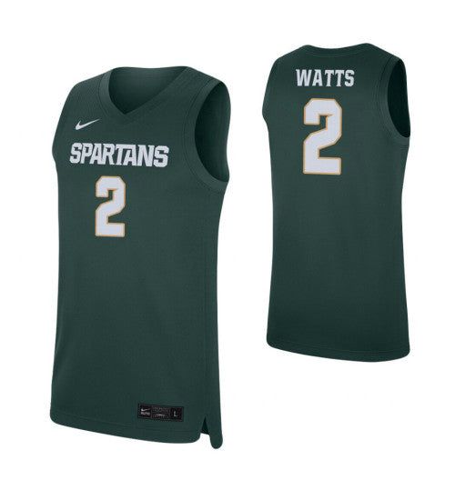 Rocket Watts College Basketball Jersey Green Michigan State Spartans | Stitched Jersey RTJS 7316
