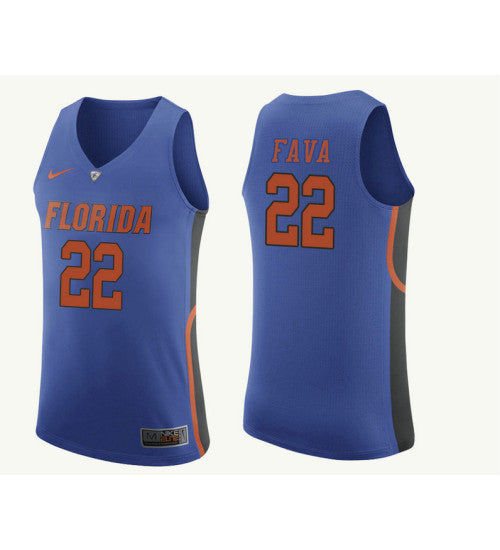 Florida Gators 22 Andrew Fava College Basketball Jersey Royal | Stitched Jersey RTJS 4584