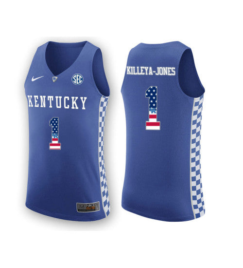 Kentucky Wildcats 1 Sacha Killeya Jones College Basketball Jersey Royal stitched retro jersey
