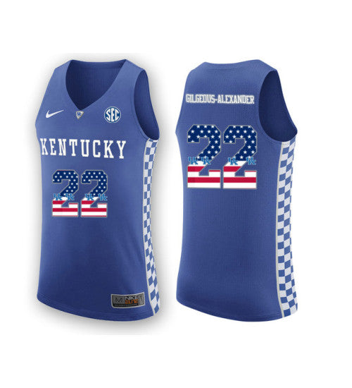 Kentucky Wildcats 22 Shai Gilgeous Alexander College Basketball Jersey Royal stitched retro jersey