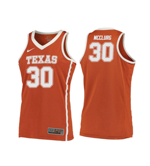 Texas Longhorns Ryan Mcclurg #30 Orange stitched throwback college basketball jersey