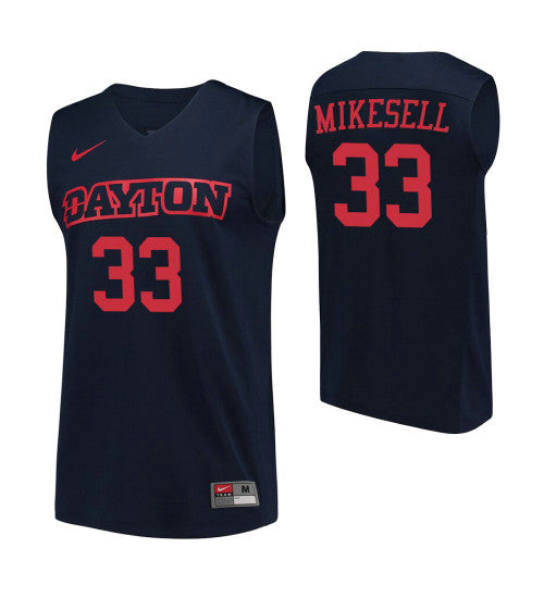 Dayton Flyers 33 Ryan Mikesell Navy College Basketball Jersey stitched basketball jersey for game day fanwear
